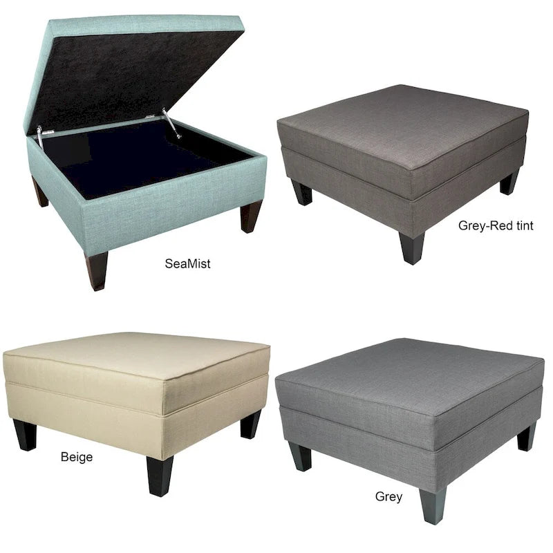 Grand pouf ottoman rembourré avec passepoil