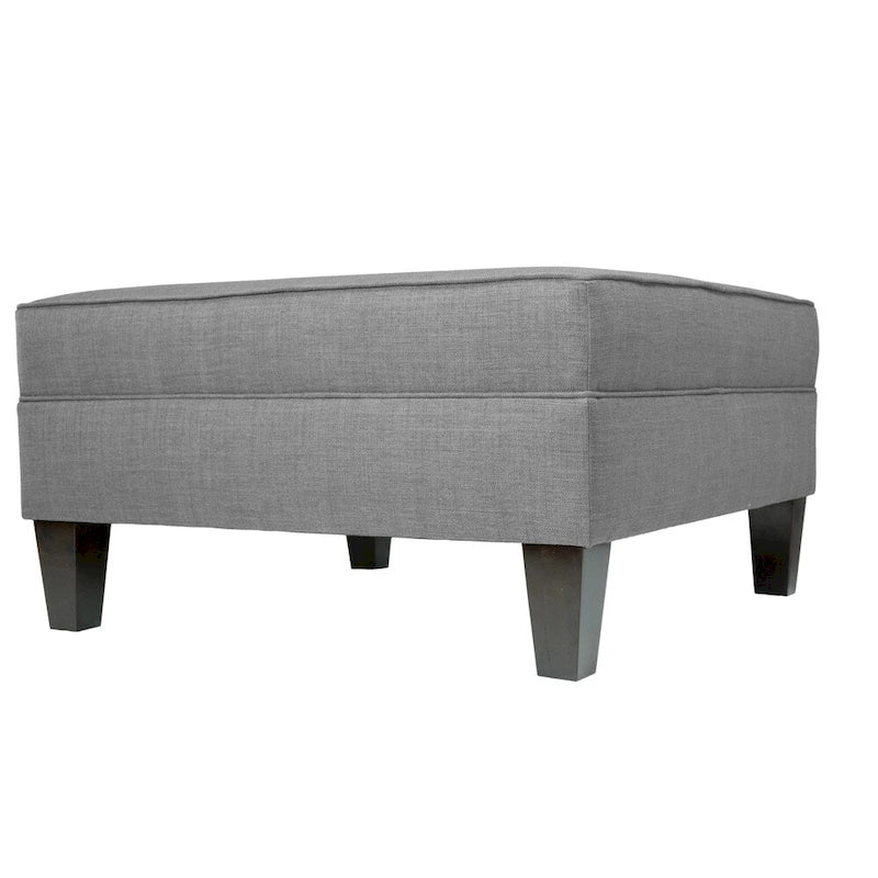 Grand pouf ottoman rembourré avec passepoil