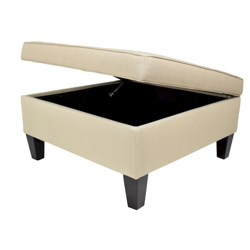Grand pouf ottoman rembourré avec passepoil