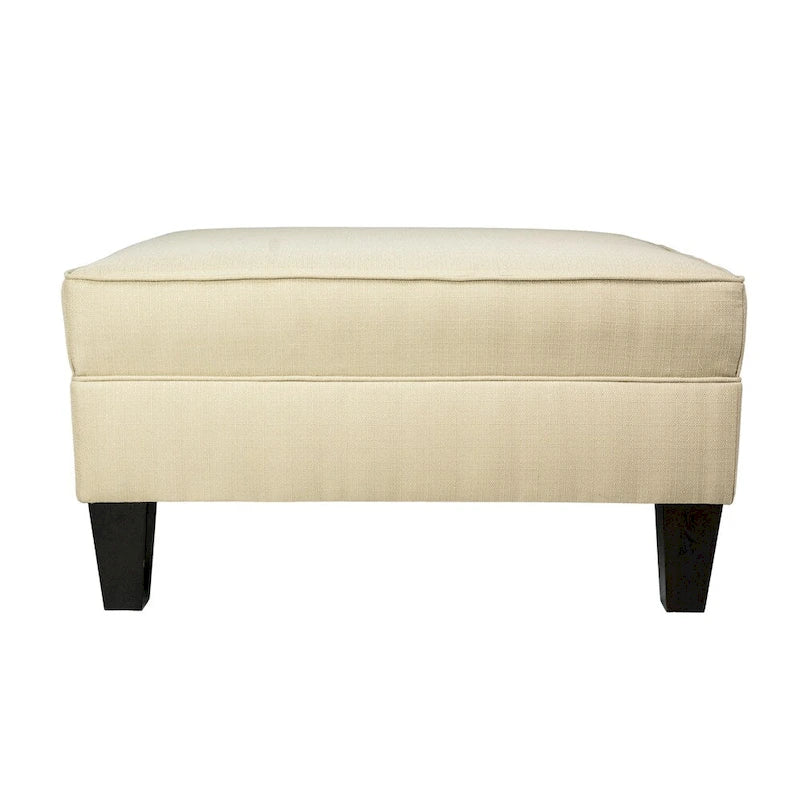 Grand pouf ottoman rembourré avec passepoil