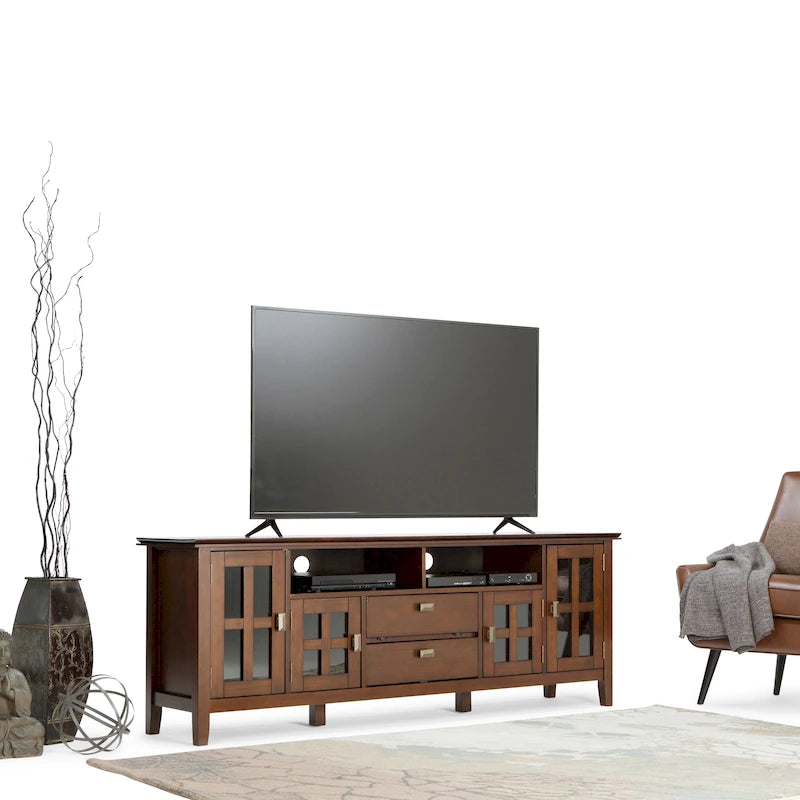 Meuble TV en bois massif de 72 pouces de large