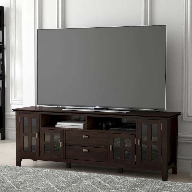 Meuble TV en bois massif de 72 pouces de large