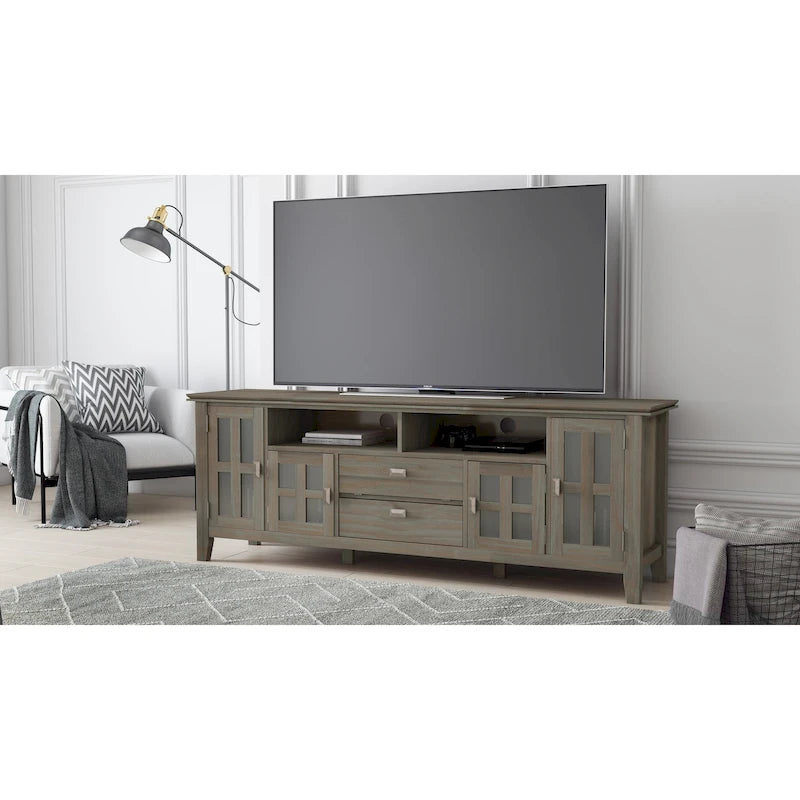 Meuble TV en bois massif de 72 pouces de large