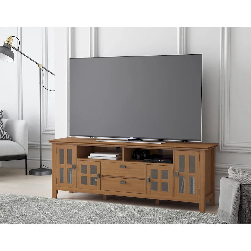 Meuble TV en bois massif de 72 pouces de large