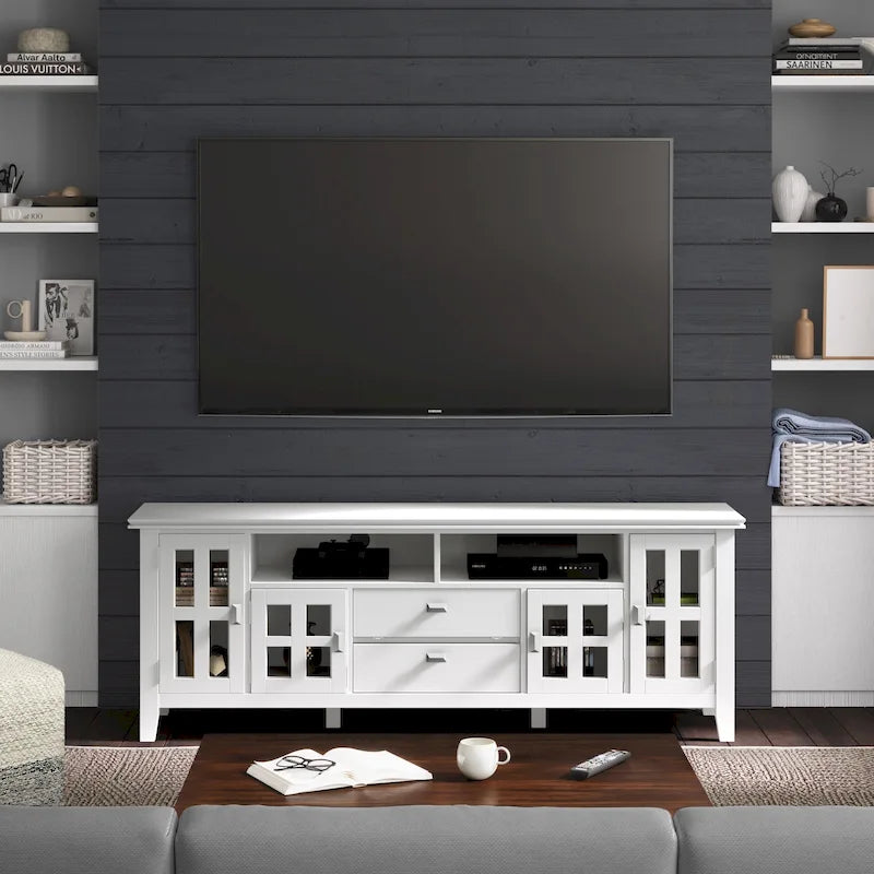 Meuble TV en bois massif de 72 pouces de large