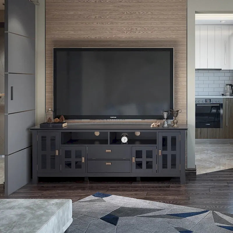 Meuble TV en bois massif de 72 pouces de large