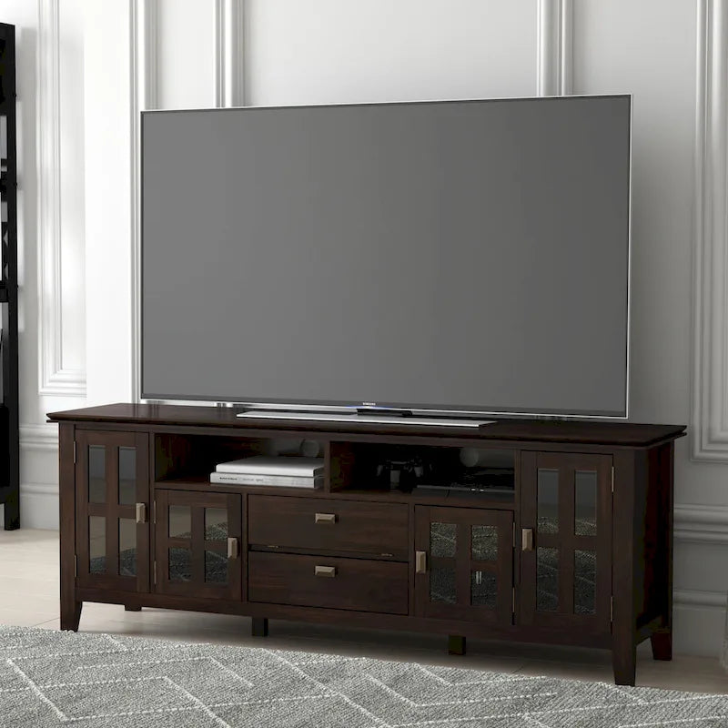Meuble TV en bois massif de 72 pouces de large