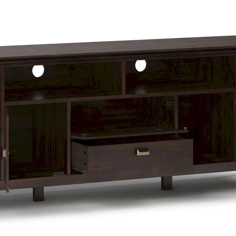 Meuble TV en bois massif de 72 pouces de large