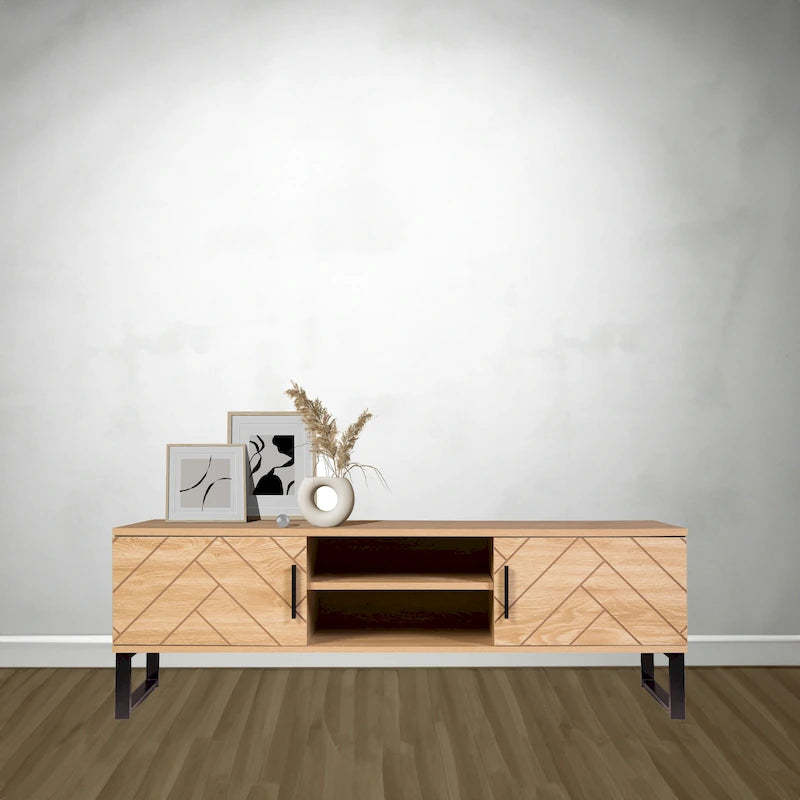 Meuble TV avec double tiroir de rangement, style moderne