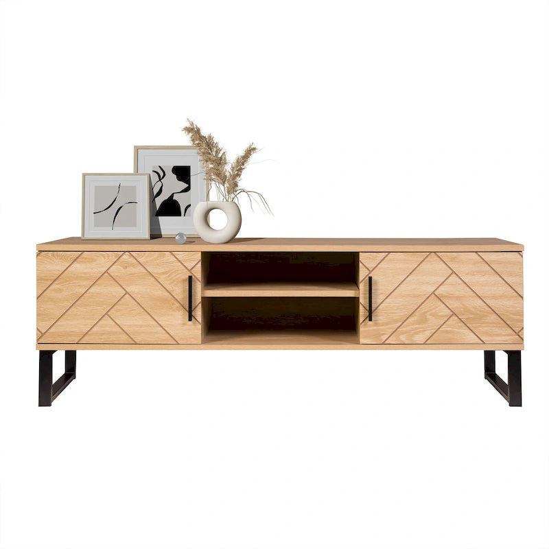 Meuble TV avec double tiroir de rangement, style moderne