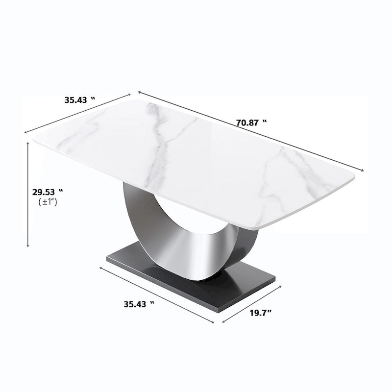 Table à manger rectangulaire moderne en pierre frittée 71