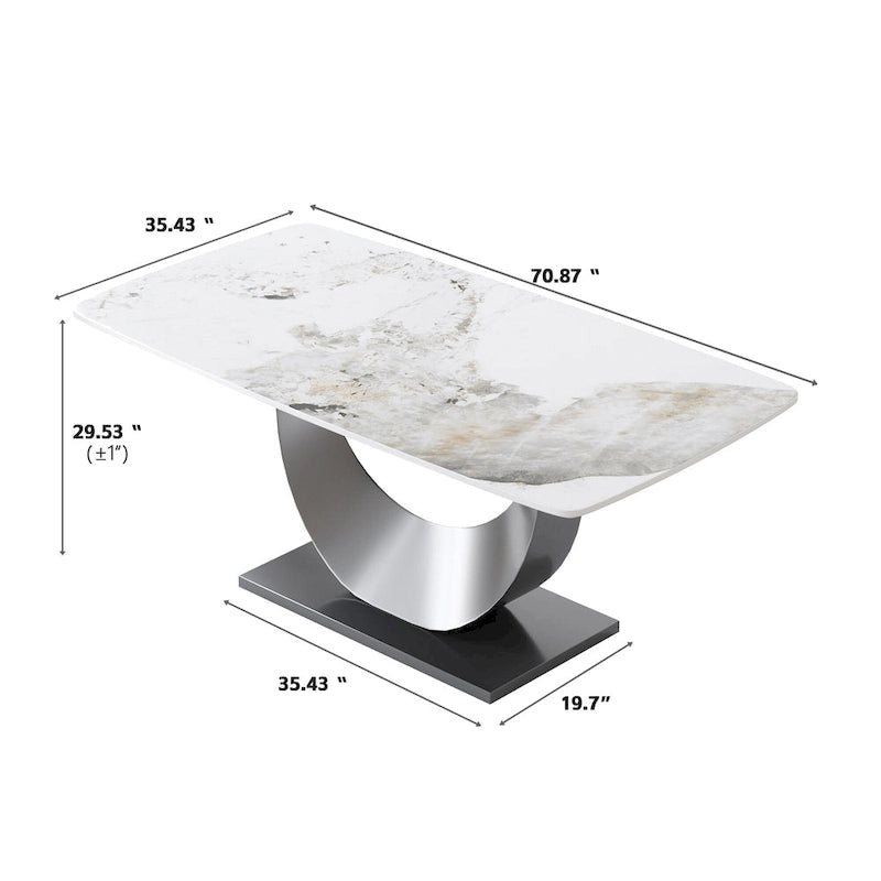 Table à manger rectangulaire moderne en pierre frittée 71