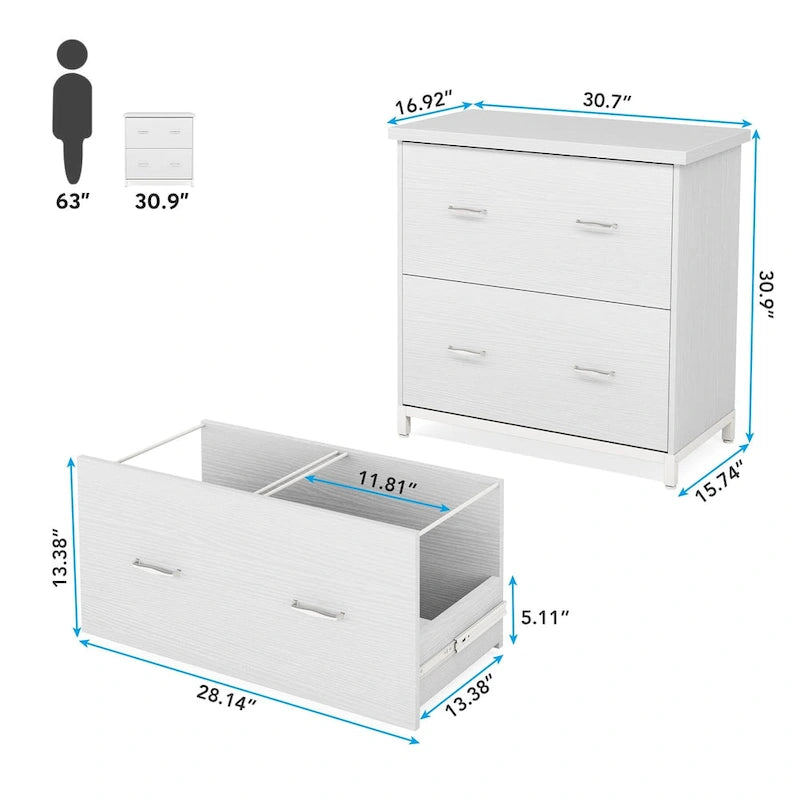 Classeur horizontal à 2 tiroirs pour bureau à domicile, format lettre