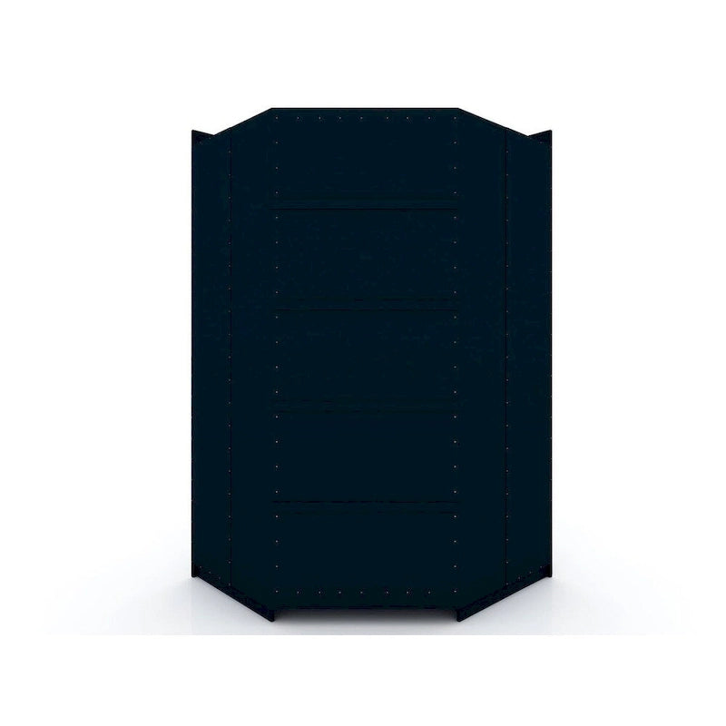 Armoire moderne à trois sections, placard d'angle avec quatre tiroirs