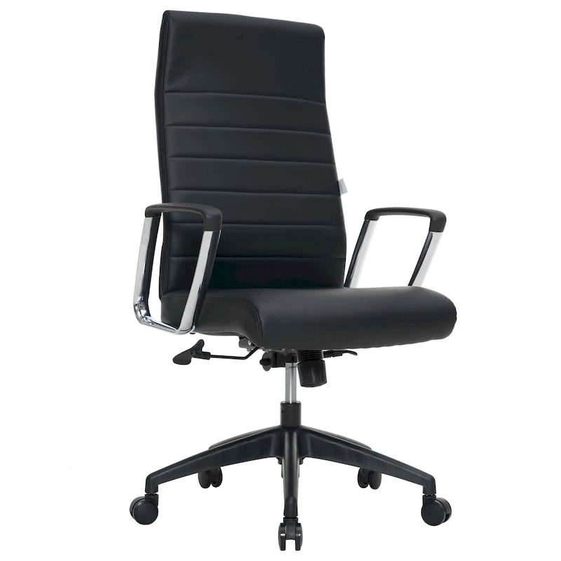 Chaise de bureau de conférence moderne en cuir véritable à dossier haut