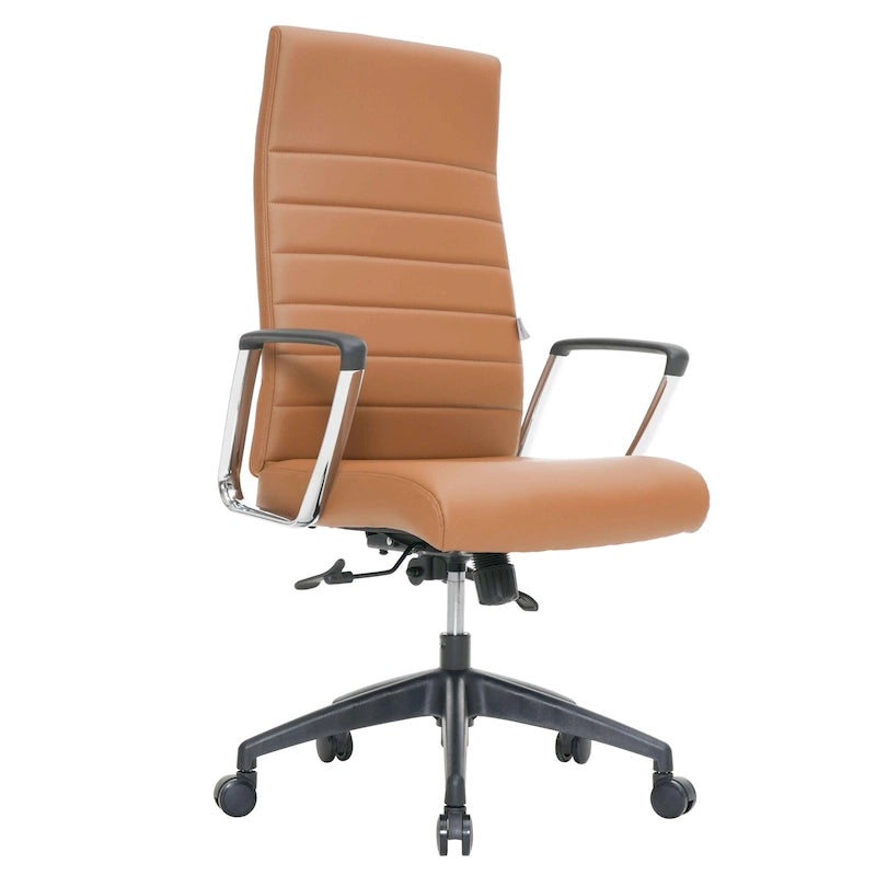 Chaise de bureau de conférence moderne en cuir véritable à dossier haut