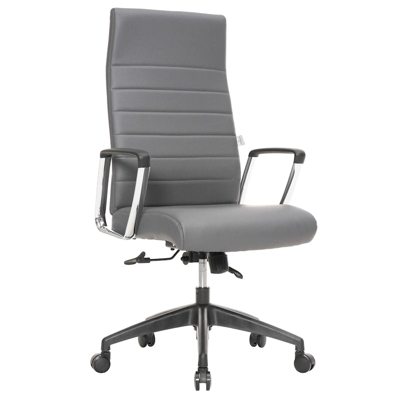 Chaise de bureau de conférence moderne en cuir véritable à dossier haut