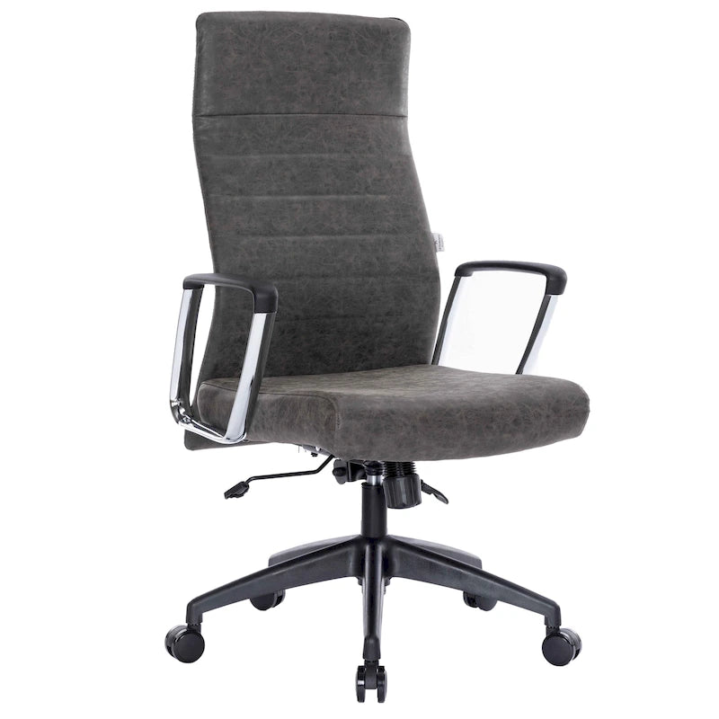 Chaise de bureau de conférence moderne en cuir véritable à dossier haut