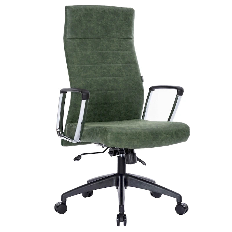 Chaise de bureau de conférence moderne en cuir véritable à dossier haut