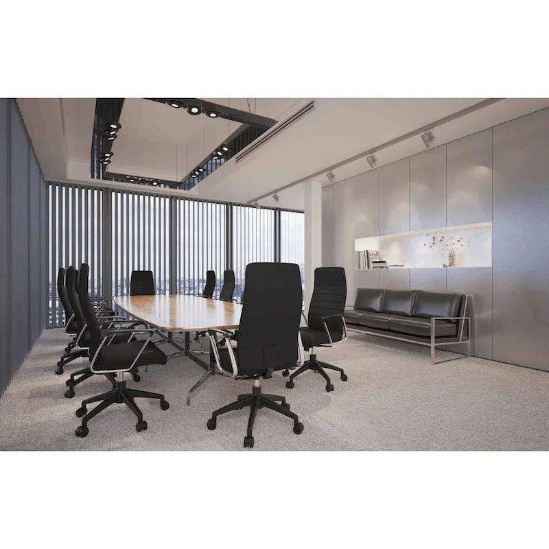 Chaise de bureau de conférence moderne en cuir véritable à dossier haut