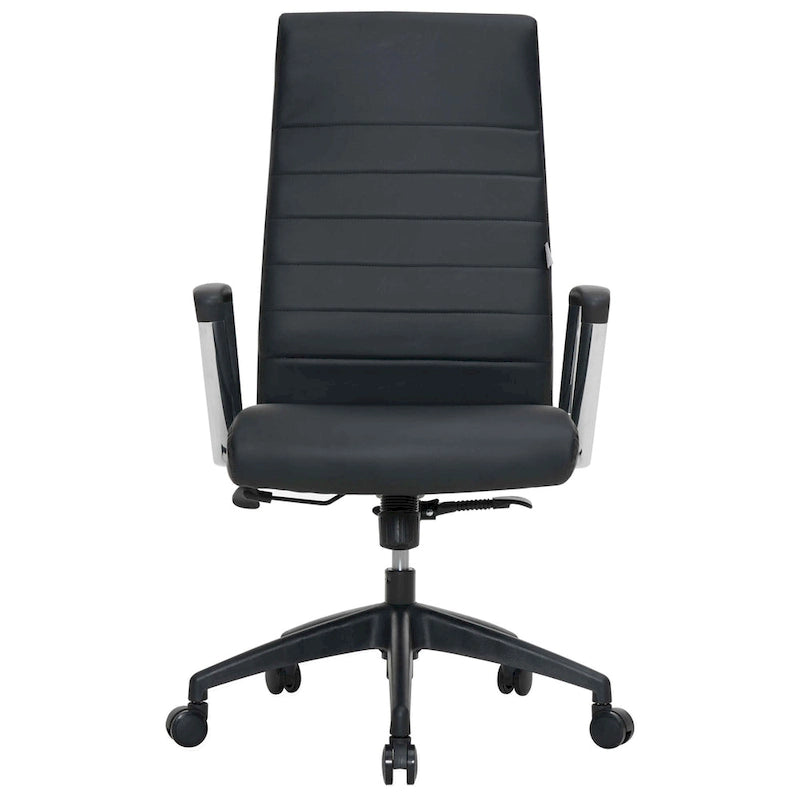 Chaise de bureau de conférence moderne en cuir véritable à dossier haut
