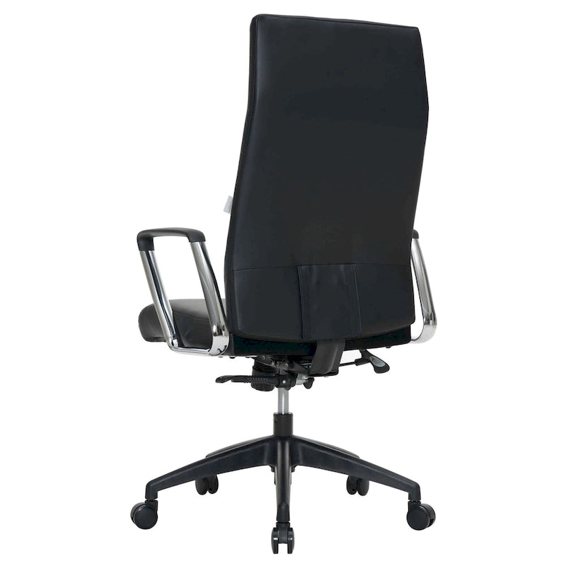 Chaise de bureau de conférence moderne en cuir véritable à dossier haut