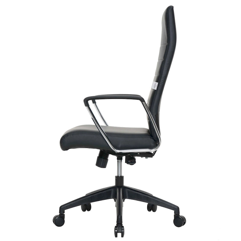 Chaise de bureau de conférence moderne en cuir véritable à dossier haut