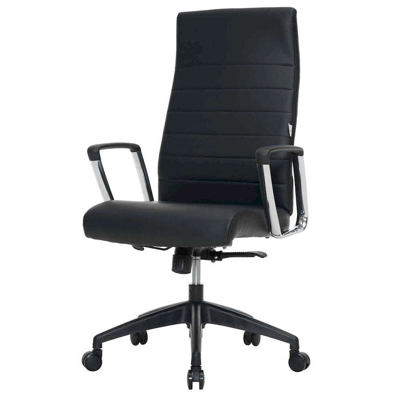 Chaise de bureau de conférence moderne en cuir véritable à dossier haut