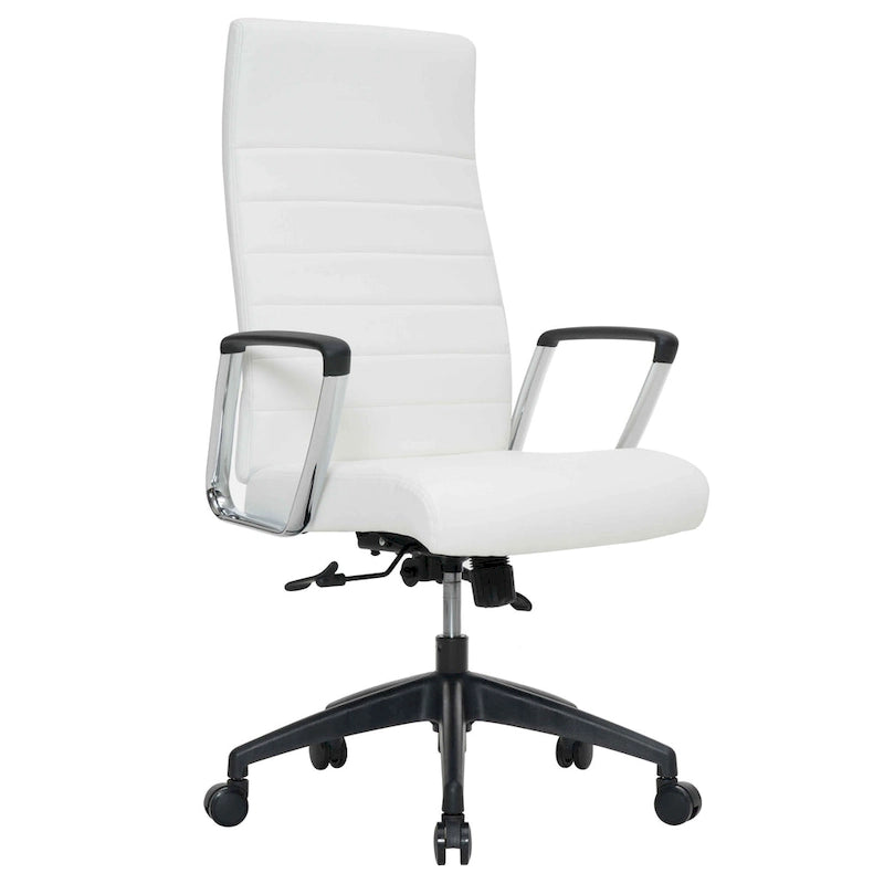 Chaise de bureau de conférence moderne en cuir véritable à dossier haut