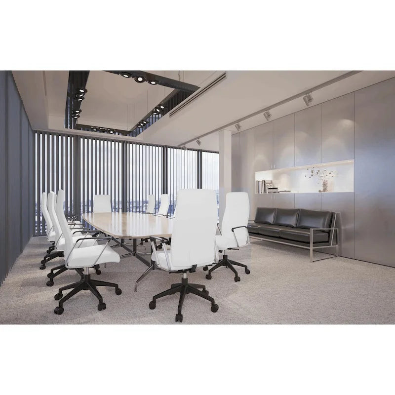 Chaise de bureau de conférence moderne en cuir véritable à dossier haut