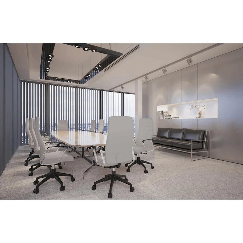 Chaise de bureau de conférence moderne en cuir véritable à dossier haut