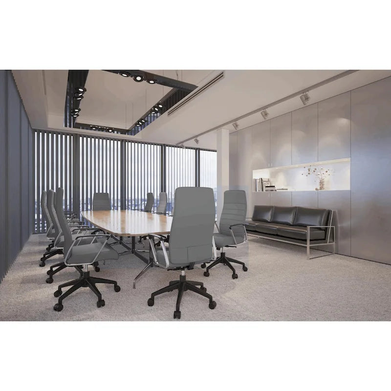 Chaise de bureau de conférence moderne en cuir véritable à dossier haut