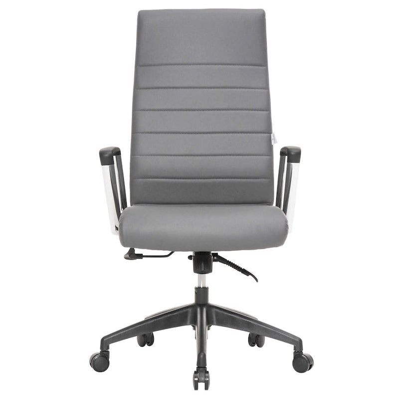 Chaise de bureau de conférence moderne en cuir véritable à dossier haut