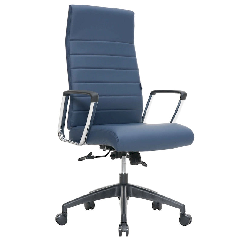 Chaise de bureau de conférence moderne en cuir véritable à dossier haut