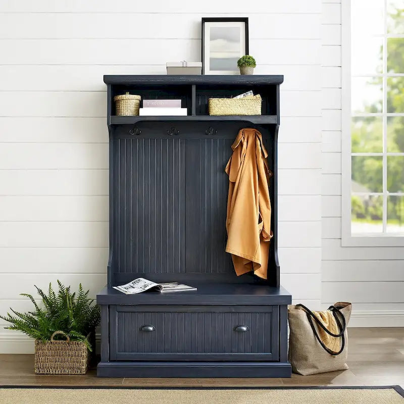 Porte-manteau, finition bleu marine vieilli