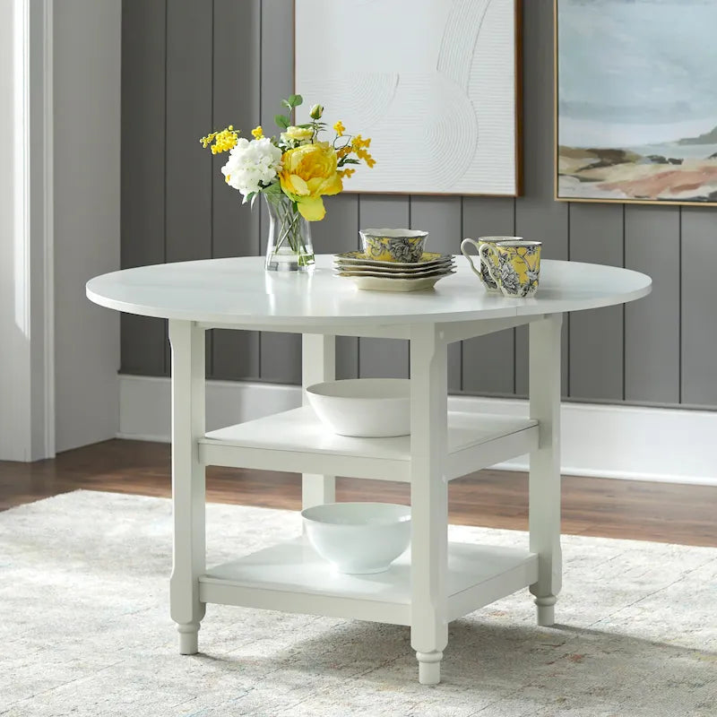 Table à manger ronde blanche style cottage simple