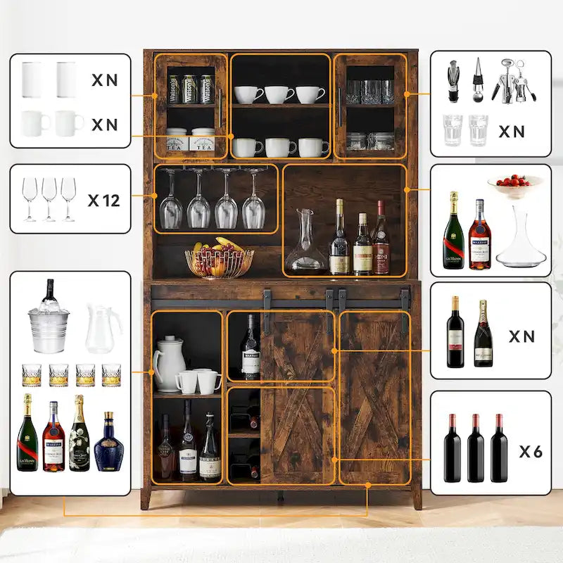 Meuble à vin de style campagnard de 42,5 pouces