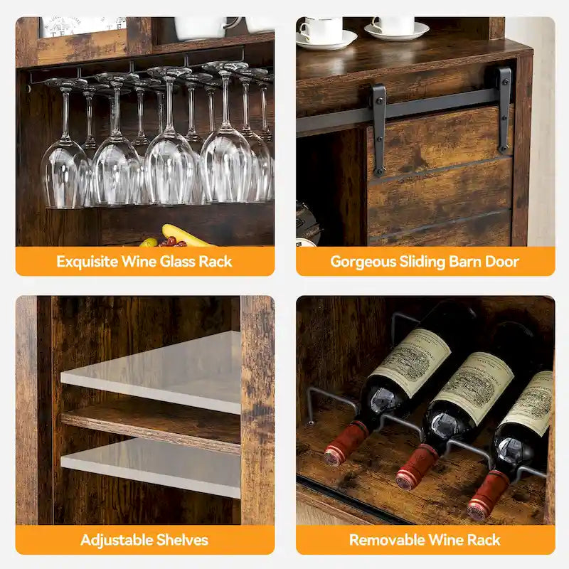 Meuble à vin de style campagnard de 42,5 pouces