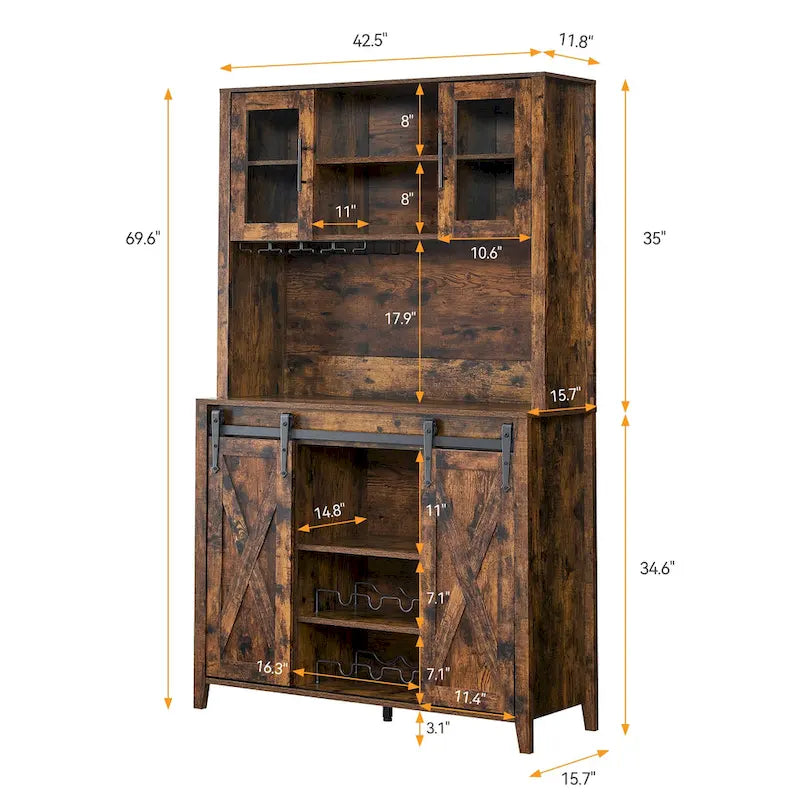 Meuble à vin de style campagnard de 42,5 pouces
