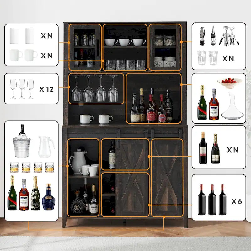 Meuble à vin de style campagnard de 42,5 pouces