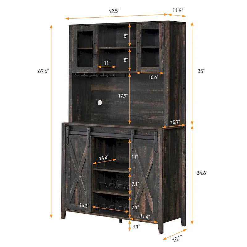 Meuble à vin de style campagnard de 42,5 pouces