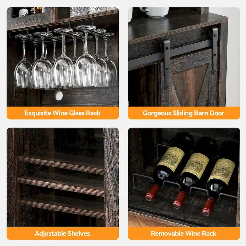 Meuble à vin de style campagnard de 42,5 pouces