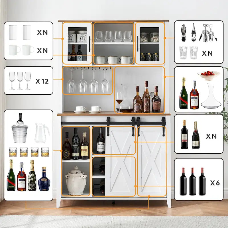 Meuble à vin de style campagnard de 42,5 pouces