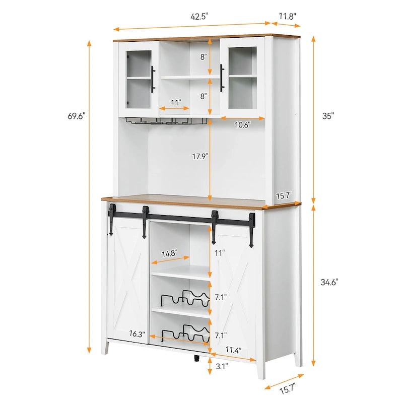 Meuble à vin de style campagnard de 42,5 pouces