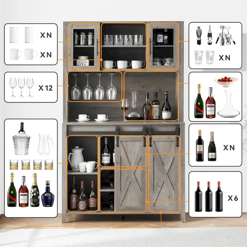 Meuble à vin de style campagnard de 42,5 pouces