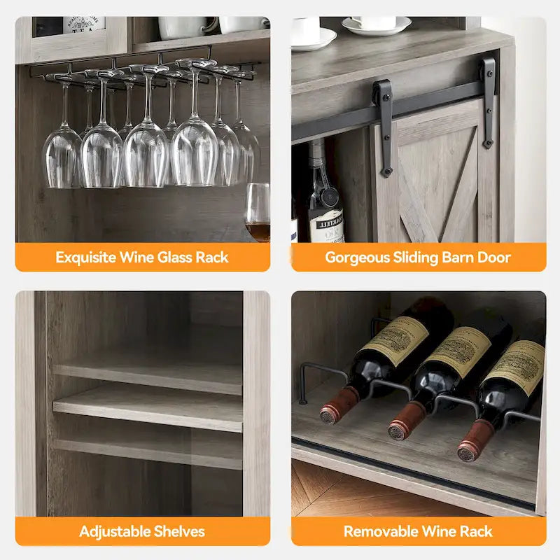 Meuble à vin de style campagnard de 42,5 pouces