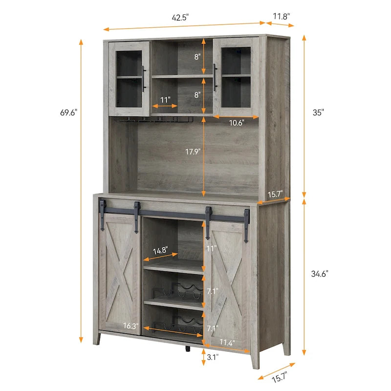 Meuble à vin de style campagnard de 42,5 pouces