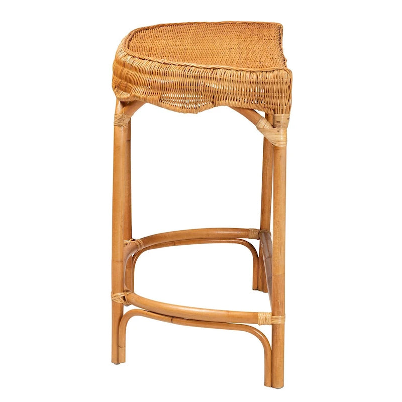 Table de commande en rotin marron naturel de style bohème moderne