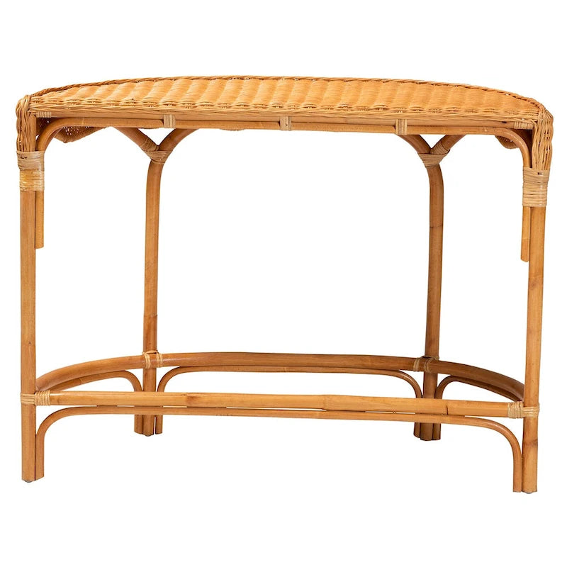 Table de commande en rotin marron naturel de style bohème moderne