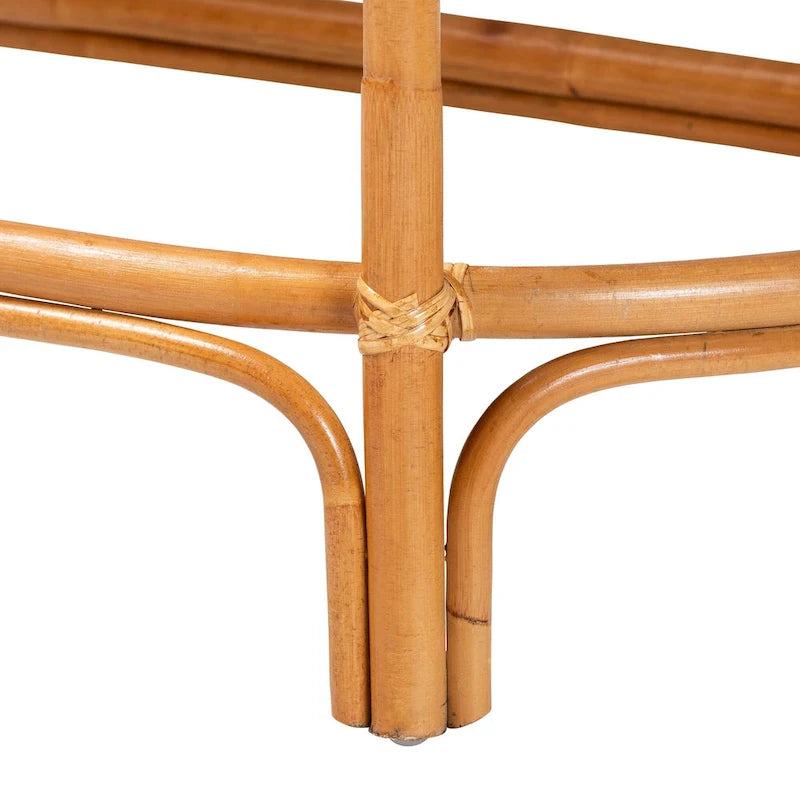 Table de commande en rotin marron naturel de style bohème moderne